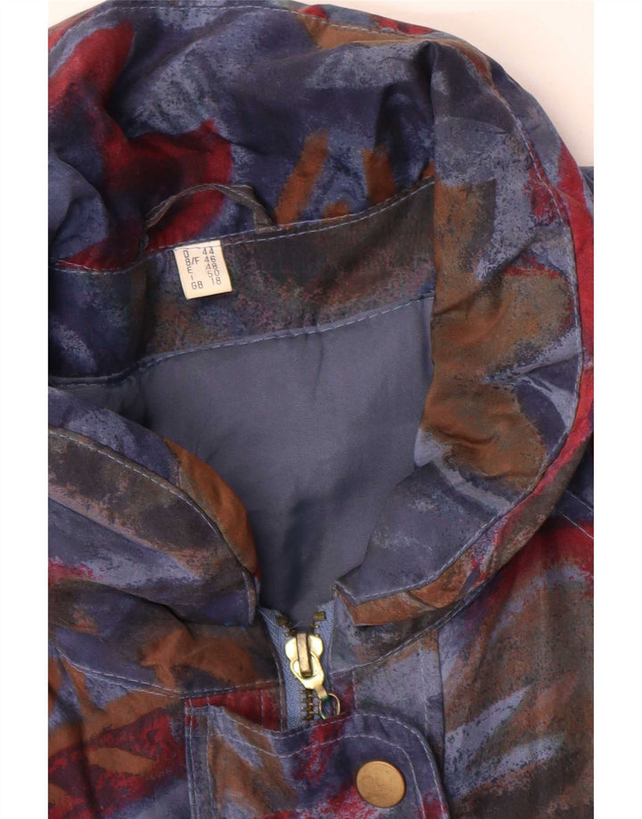 manteau rembourré à motif abstrait vintage pour femmes UK 18 XL multicolore