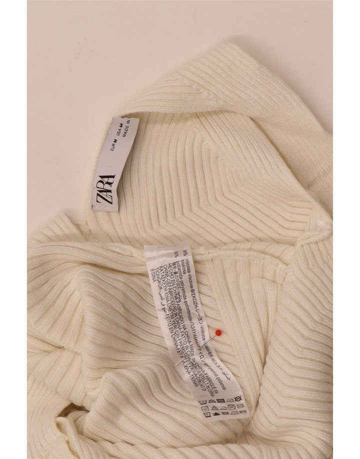 Zara Femmes Crop Débardeur UK 12 Moyen Blanc Viscose