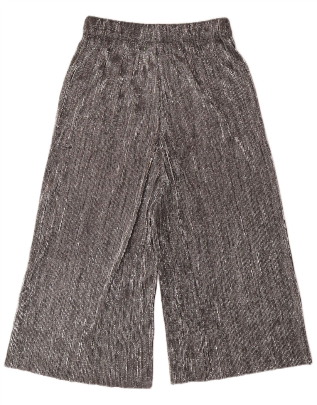 Pantalon Capri Jambe Large Femme ZARA XS W24 L20 Argent Polyester