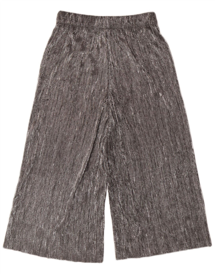 Pantalon Capri Jambe Large Femme ZARA XS W24 L20 Argent Polyester