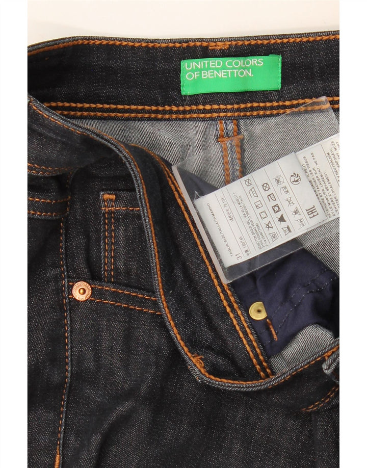 BENETTON Jean droit Femme W31 L30 Bleu Marine Coton