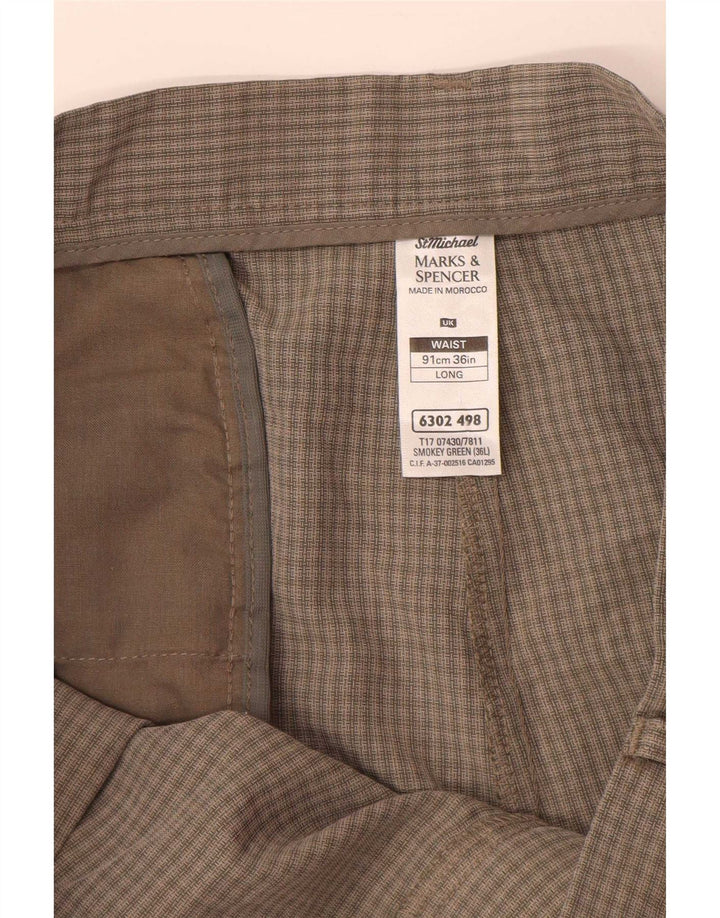 Marks & Spencer Short Chino Homme W36 Grand Carreau Vert Polyester