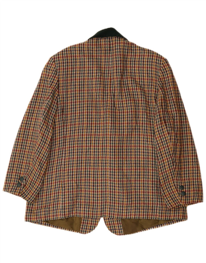 vintage Femmes 3 Bouton Blazer Veste UK 22 3XL Pied-de-poule multicolore