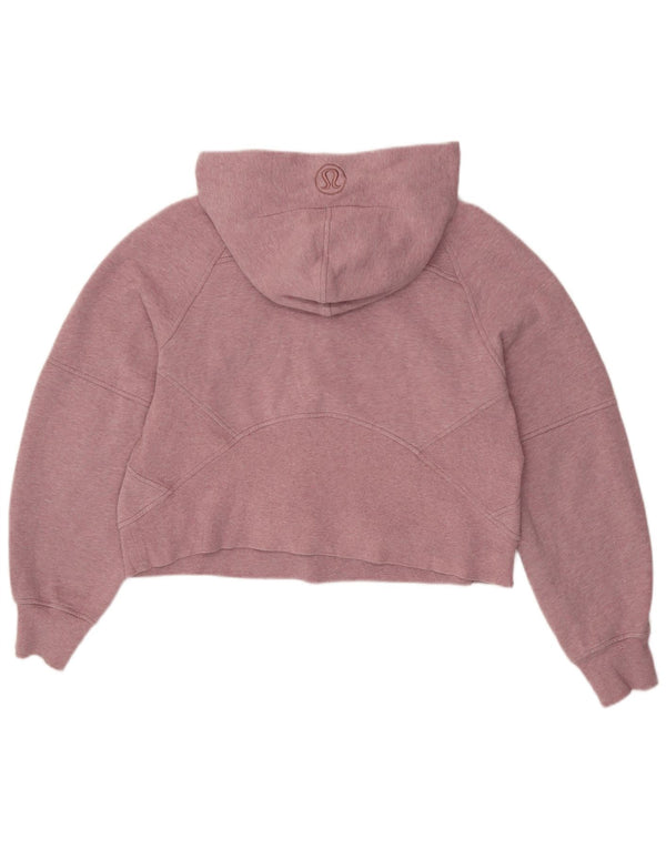 Lululemon Pull à capuche court avec col zippé pour femme Rose moyen UK 14