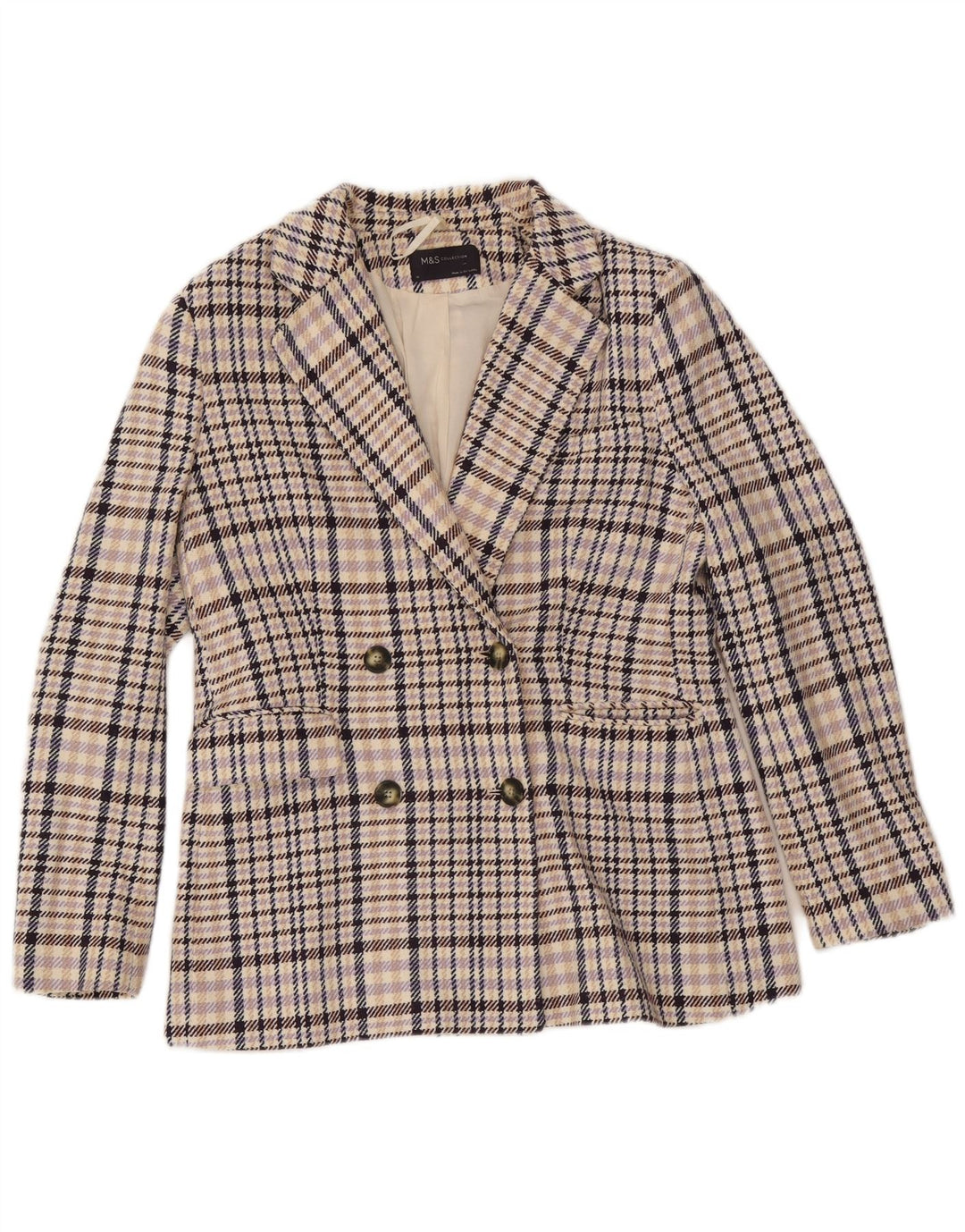 Marks & Spencer Veste blazer pour femme UK 10 Petit carreaux multicolores