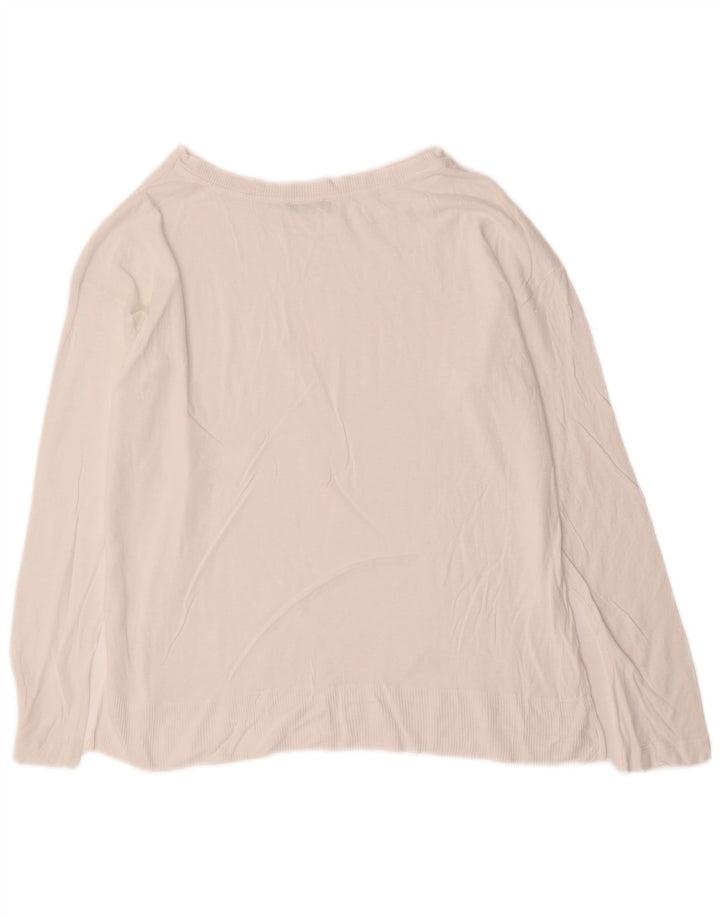 BENETTON Pull col bateau pour femme UK 14 Blanc moyen