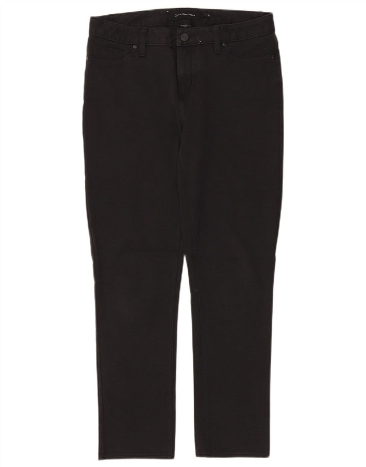 CALVIN KLEIN Pantalon décontracté droit pour femme US 10 Medium W30 L28 Noir