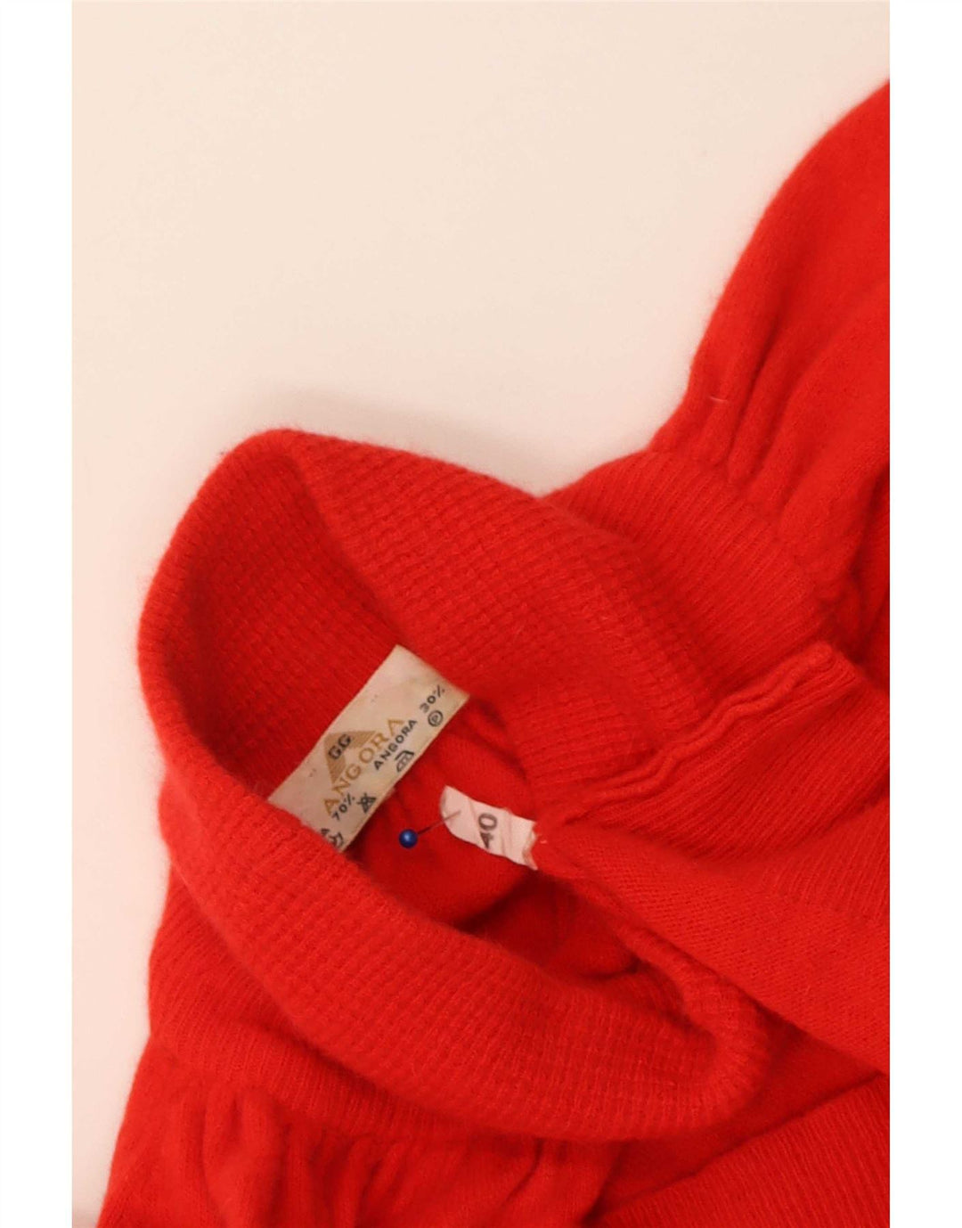 vintage Femme Oversize Roll Neck Jumper Pull IT 40 Petite Laine Rouge