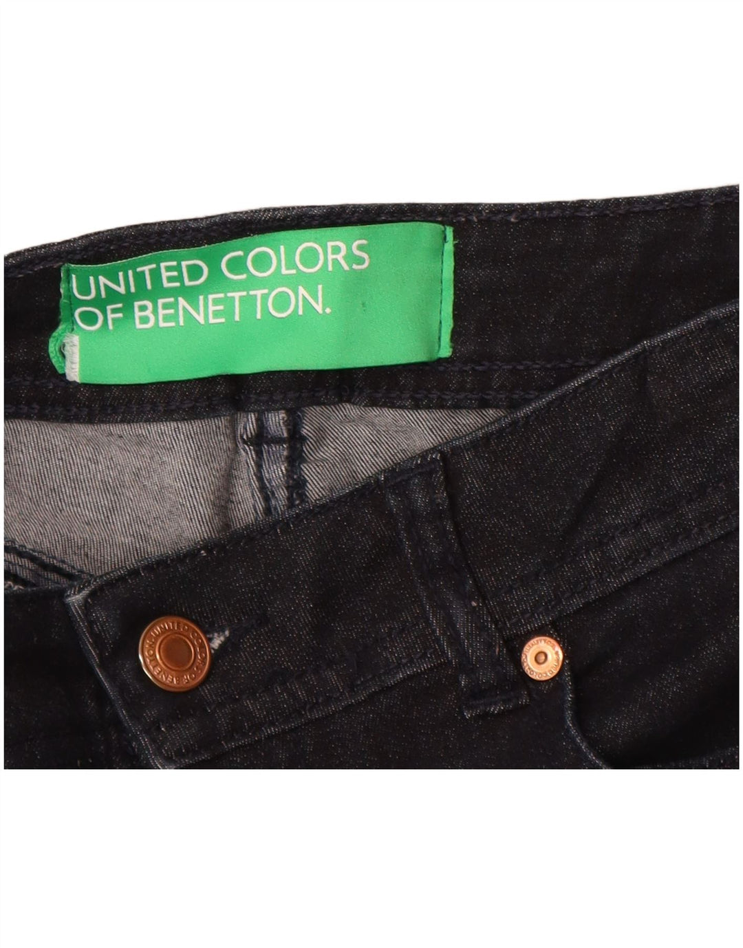 Benetton Jean Bootcut Femme W27 L30 Bleu Marine Coton