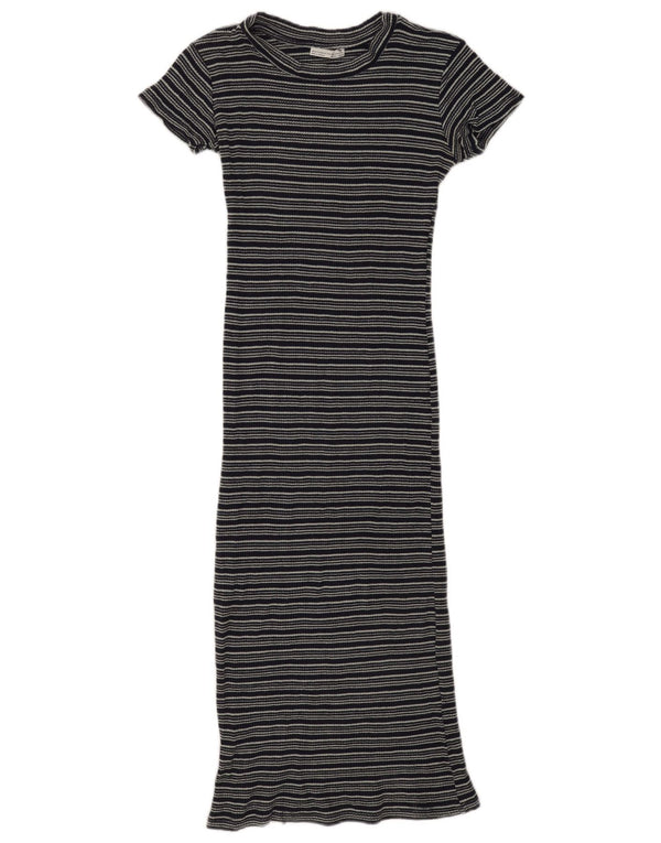 Zara Femme Trafaluc Maxi Robe UK 14 Large Noir Rayé