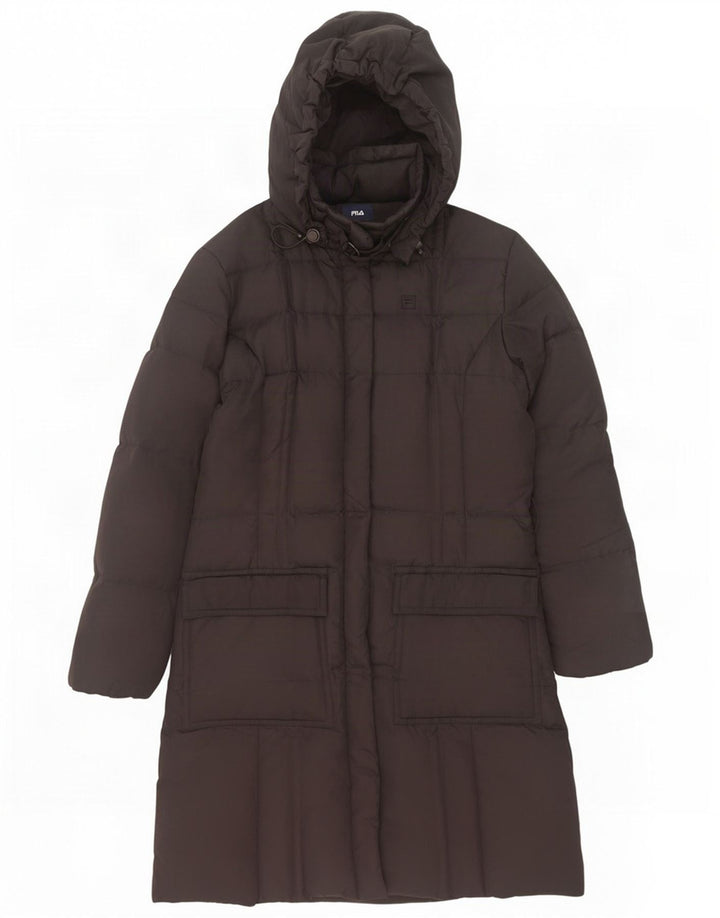 Fila Manteau rembourré à capuche pour femme UK 12 Medium Noir Polyester