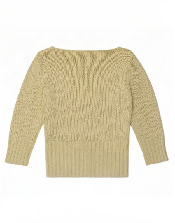 Zara Pull court à manches 3/4 et col bateau pour femme - Jaune moyen - UK 12