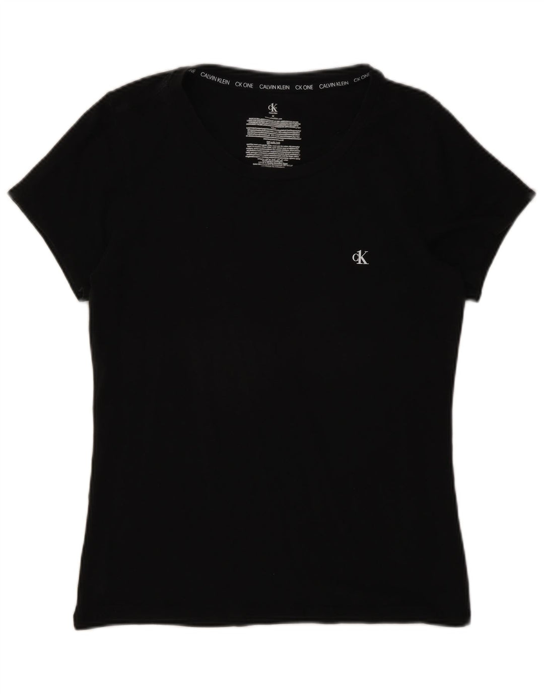 Calvin Klein T-Shirt Femme UK 12 Coton Noir Moyen