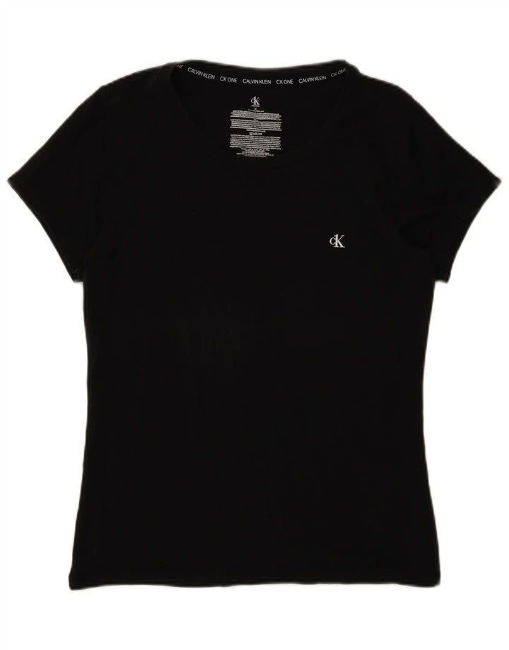 Calvin Klein T-Shirt Femme UK 12 Coton Noir Moyen