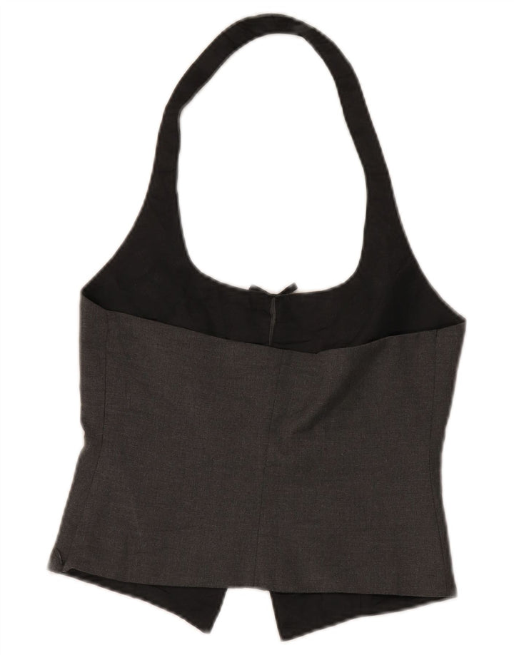 Zara Womens Crop Halter Top UK 8 Petit Gris