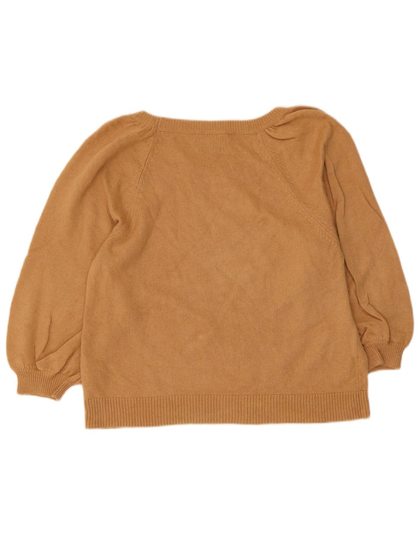 Zara Pull court à manches 3/4 et col bateau pour femme UK 10 Small Beige