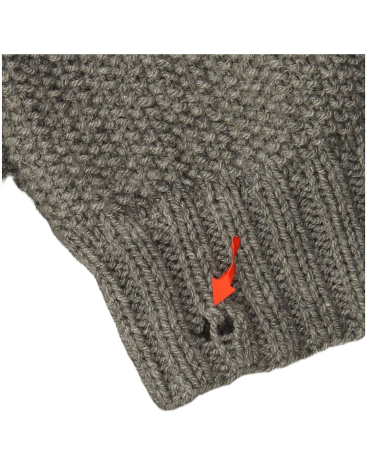 VINTAGE Pull surdimensionné à col roulé pour femme UK 22 3XL Gris