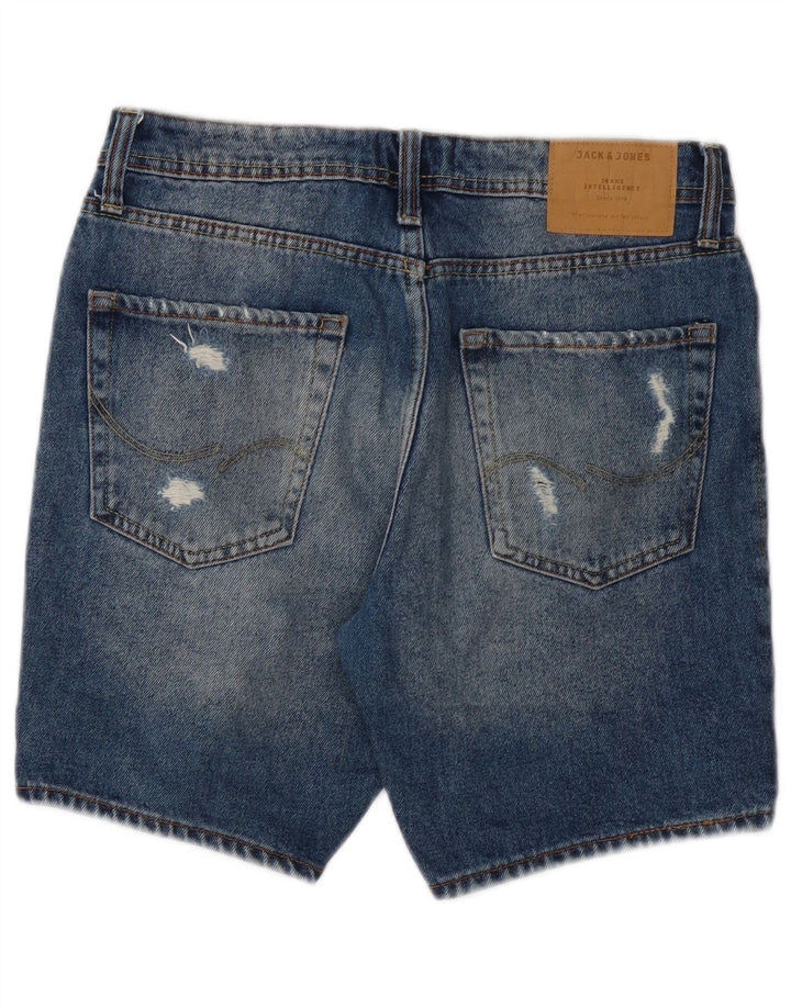 Jack & Jones Short en jean coupe droite effet vieilli pour homme Petit W28 Bleu Coton