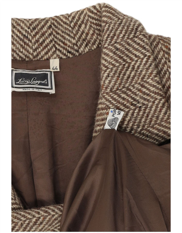 Luisa Spagnoli Pardessus Femme IT 44 Laine Vierge à Chevrons Beige Moyen