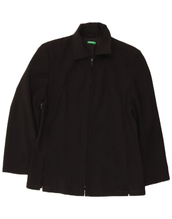 BENETTON Veste Blazer Femme UK 12 Moyen Noir
