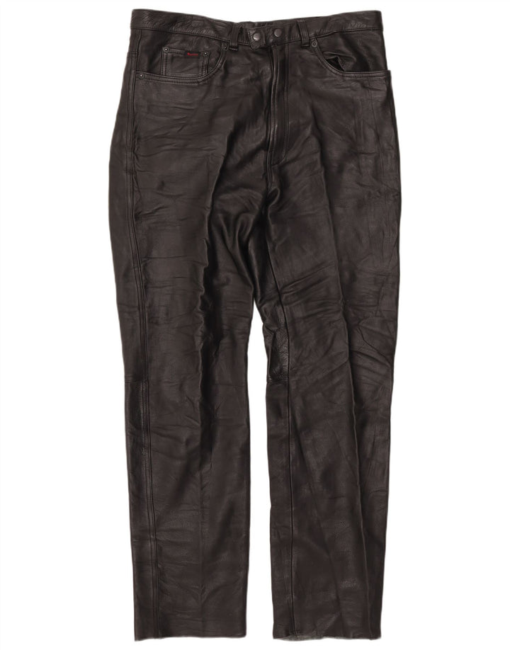 MODEKA Pantalon droit en cuir pour homme W37 L33 Cuir noir