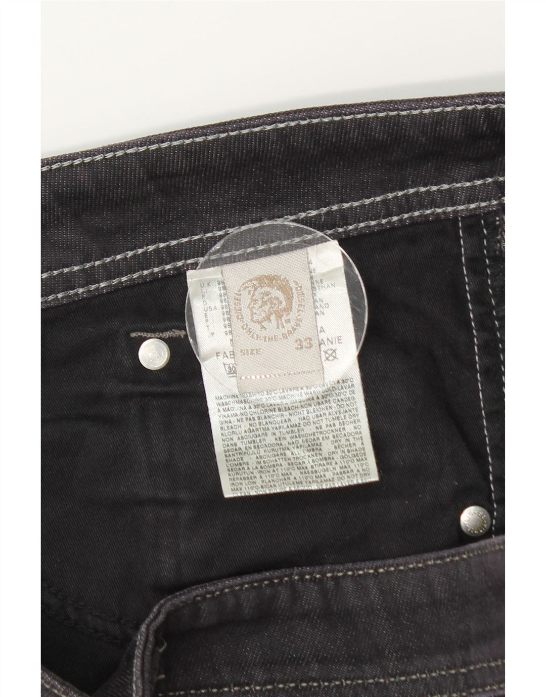 DIESEL Jean droit homme W33 L30 gris coton