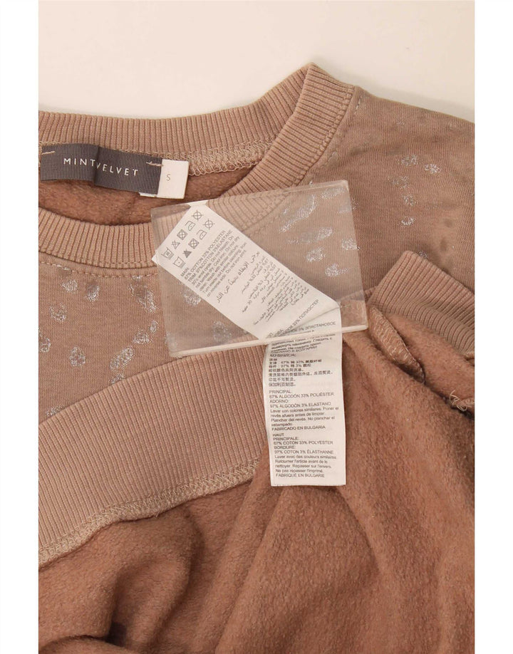 MINT VELVET Sweat-shirt à motif abstrait pour femme UK 10 Petit Beige