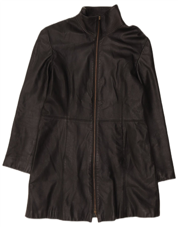 Tommy Hilfiger Manteau en cuir pour femme UK 16 Grand cuir noir
