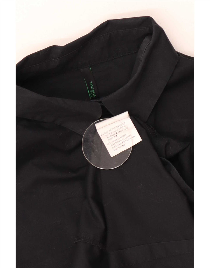 Benetton Chemise Femme UK 12 Coton Noir Moyen