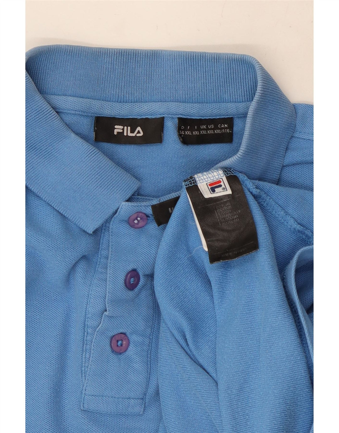 FILA Polo Homme 2XL Bleu Coton