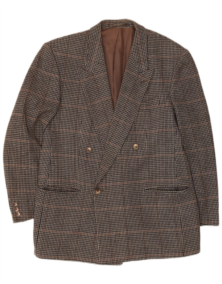 vintage Homme Double Breasted Blazer Veste IT 50 Grande laine à carreaux marron