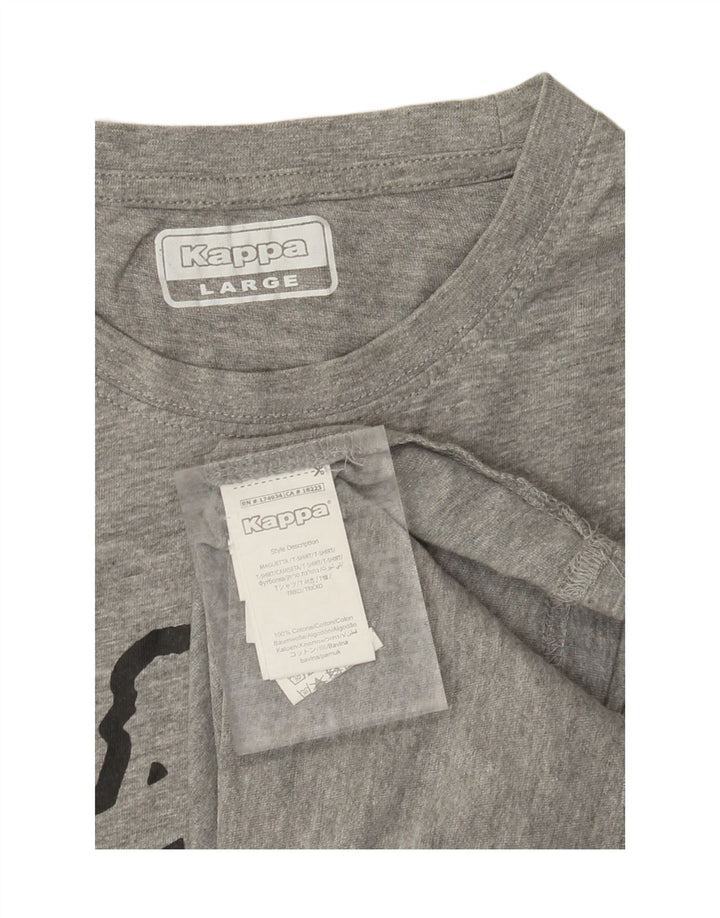 KAPPA Mens Graphic T-Shirt Top Large Grey Cotton