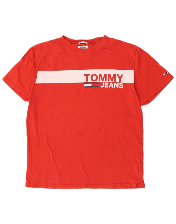 Tommy Hilfiger T-shirt graphique coupe régulière pour hommes, grand color block rouge