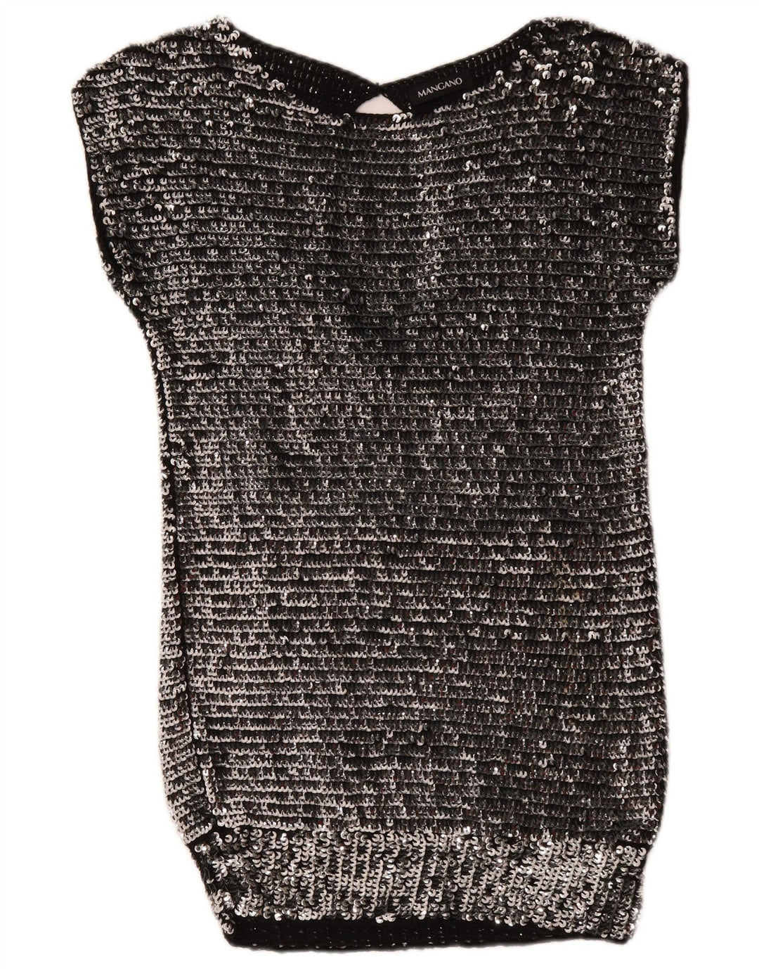 Mangano Robe moulante à paillettes pour femme UK 44 Laine argentée moyenne