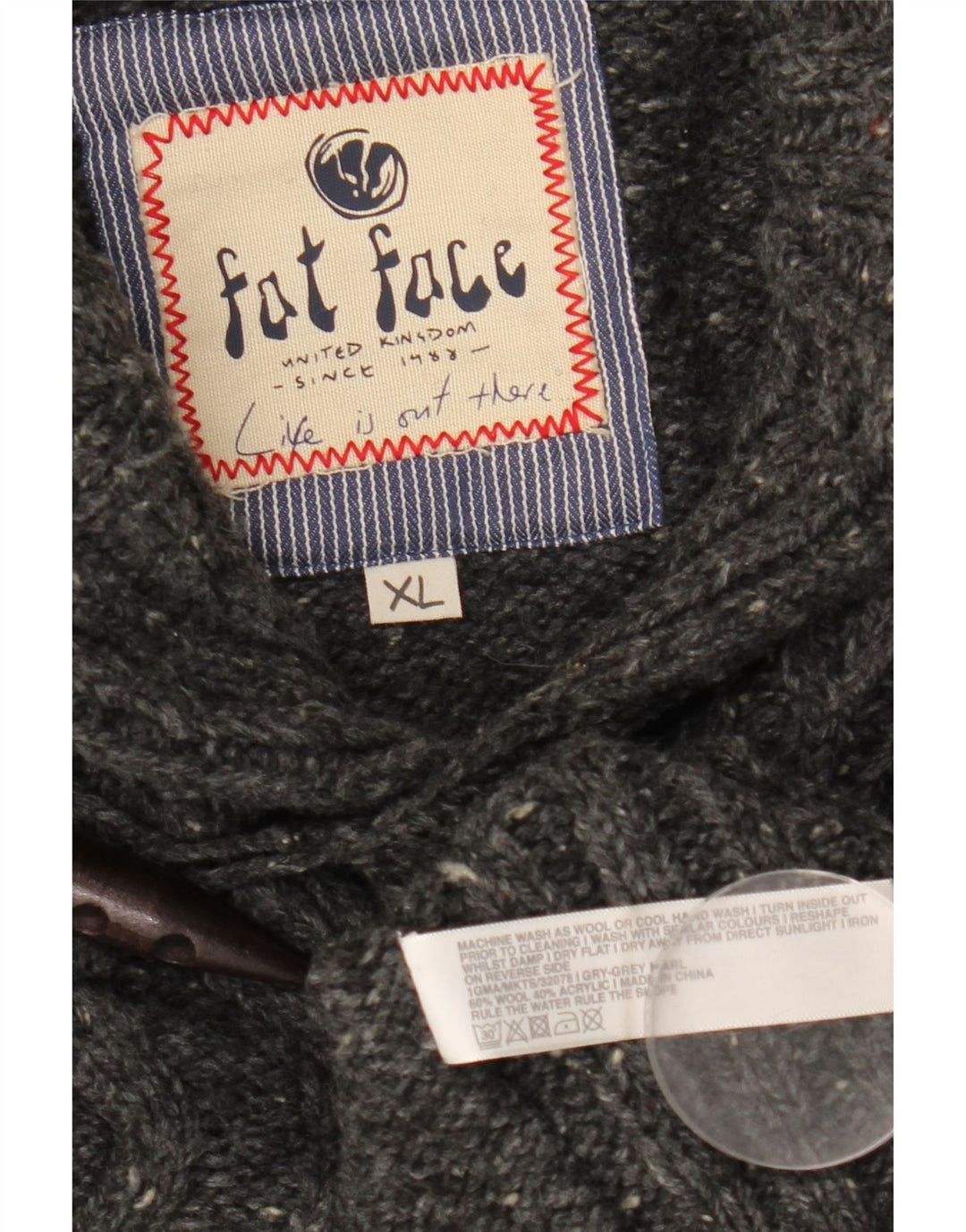 Fat Face Pull col châle pour homme XL en laine mouchetée gris