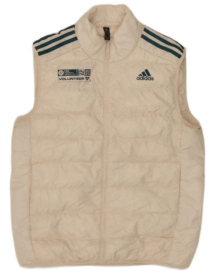 ADIDAS Gilet rembourré Primegreen pour hommes UK 38 Moyen Blanc Cassé Polyester