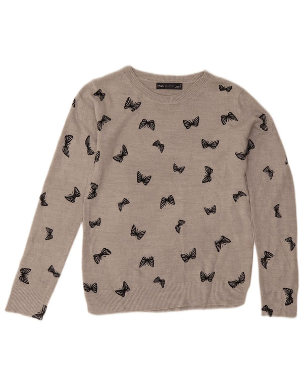Marks & Spencer Pull col bateau pour femme UK 6 XS Gris Papillon