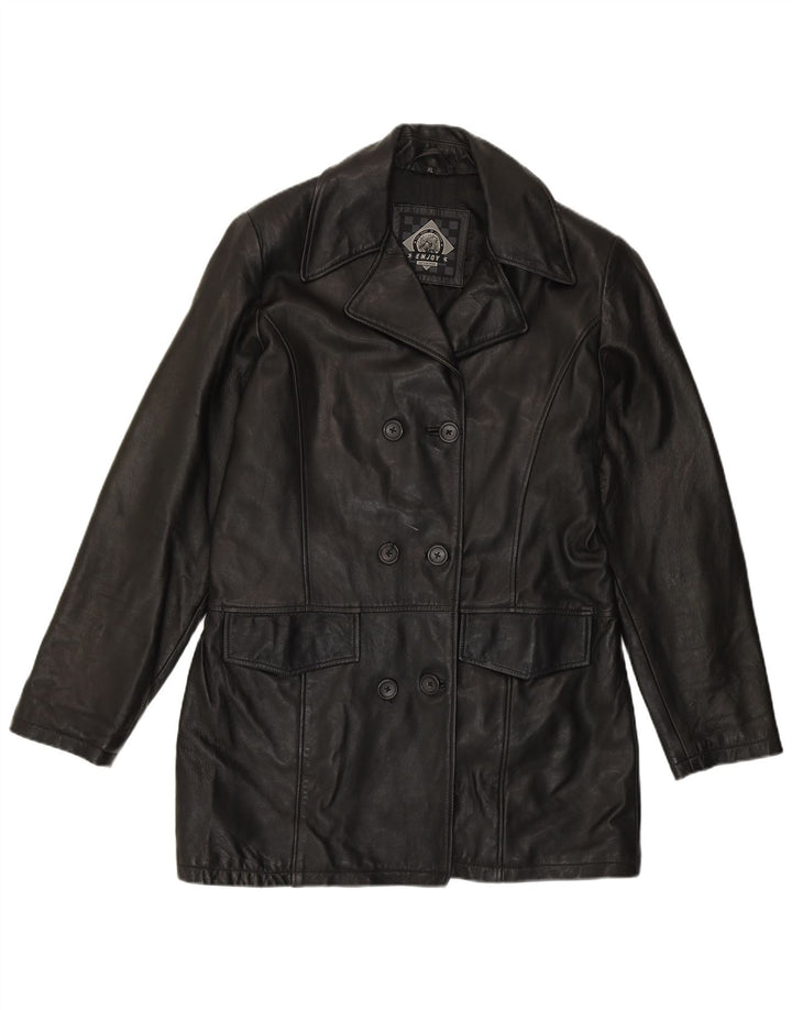 ENJOY Veste en cuir pour femme UK 18 XL Noir