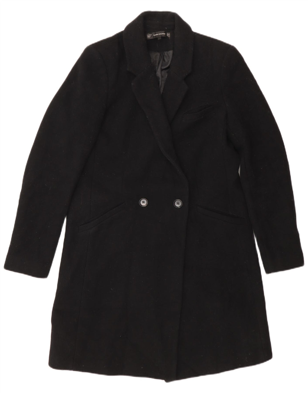 Zara Manteau croisé pour femme UK 12 Medium Noir Polyester