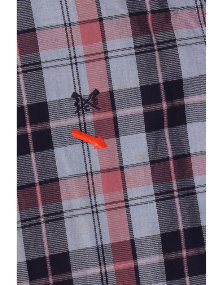 Crew Clothing Chemise Slim Fit en Flanelle pour Homme en Coton à Carreaux Bleu Moyen