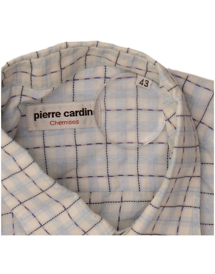 Pierre Cardin Chemise à manches courtes pour homme Taille 43 Grand carreaux bleus