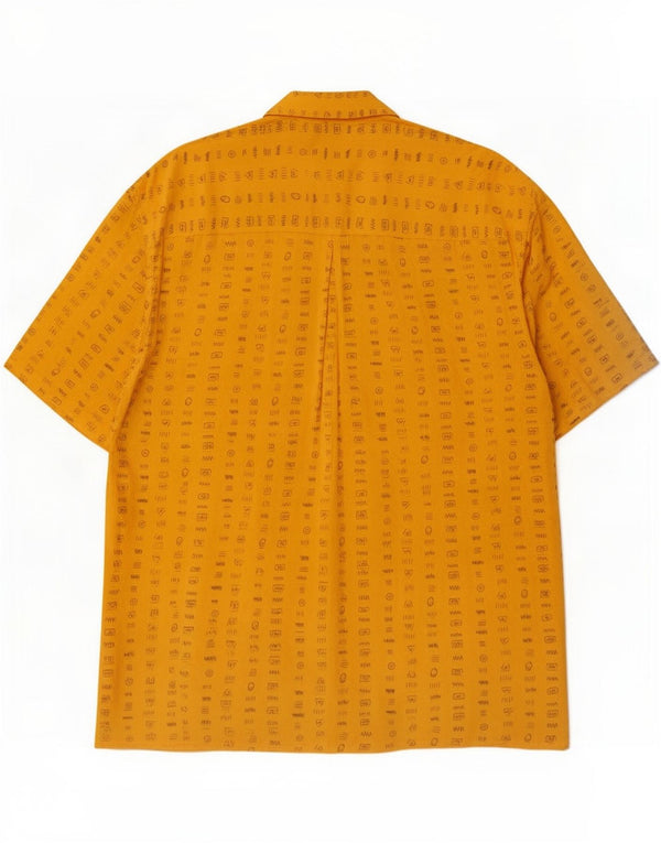 chemise à manches courtes vintage pour hommes grande viscose géométrique jaune