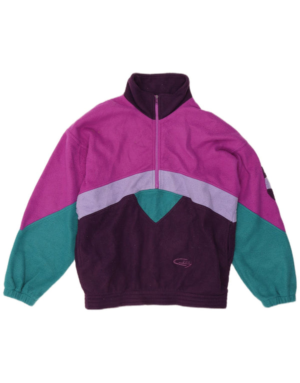Pull Polaire Vintage à Col Zippé Fille 13-14 ans Multicolore Colourblock