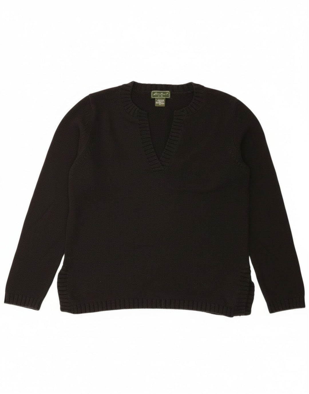 Eddie Bauer Pull col en V pour femme UK 14 en coton noir moyen