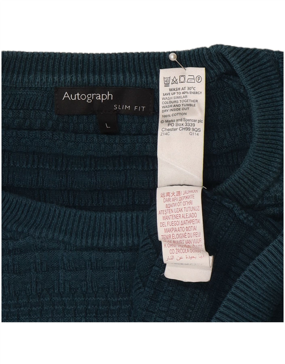 Marks & Spencer Pull à col rond coupe ajustée pour homme Bleu Taille L