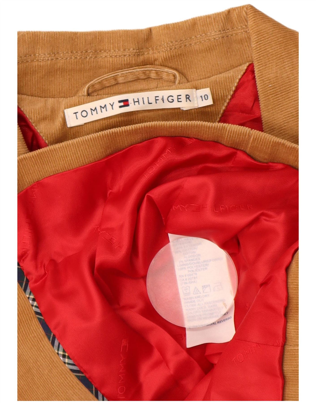 Tommy Hilfiger Veste blazer en velours côtelé à 3 boutons pour femme US 10 Large Beige