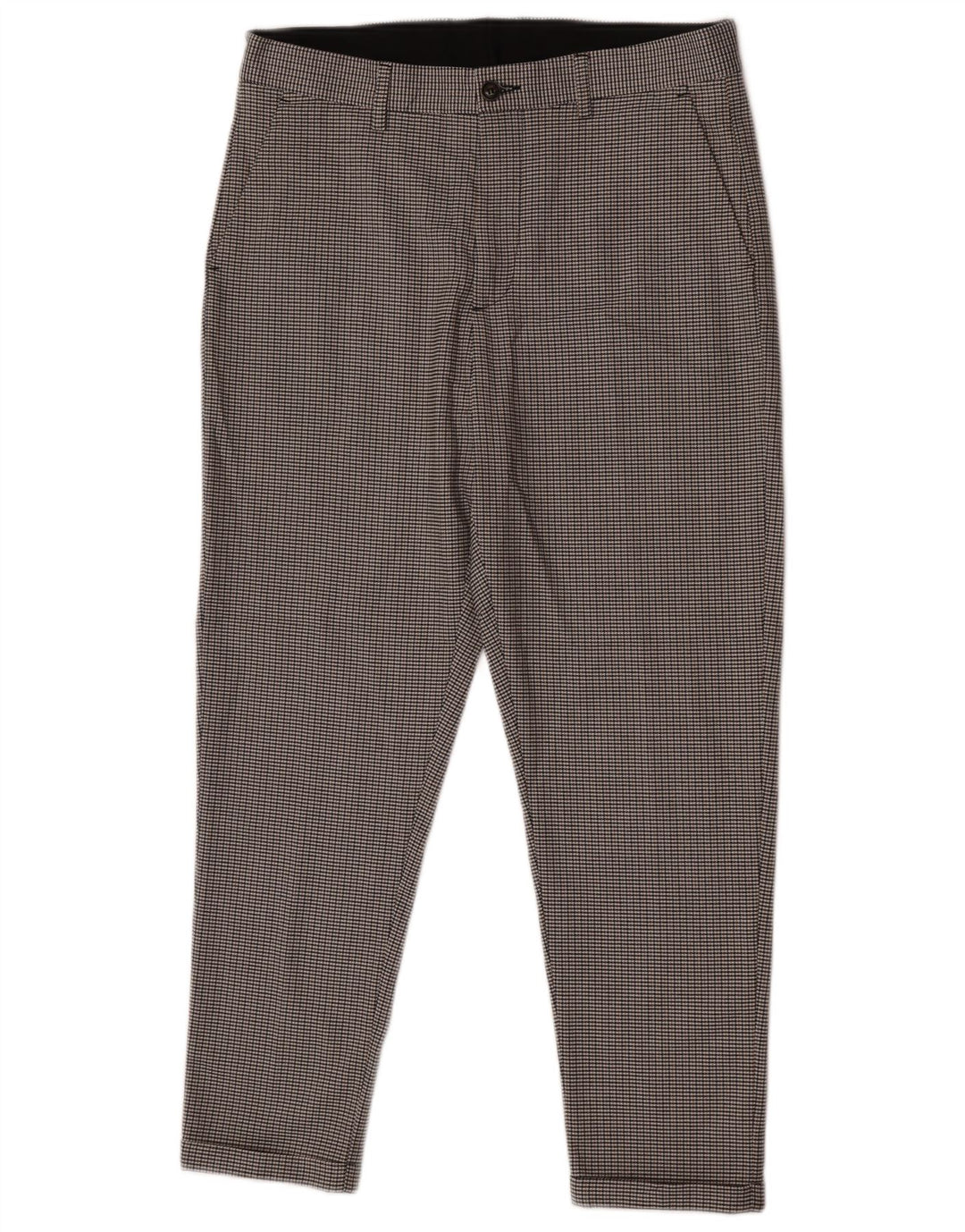 Zara Pantalon Chino Slim Homme EU 40 Medium W31 L25 Gris Pied-de-Poule