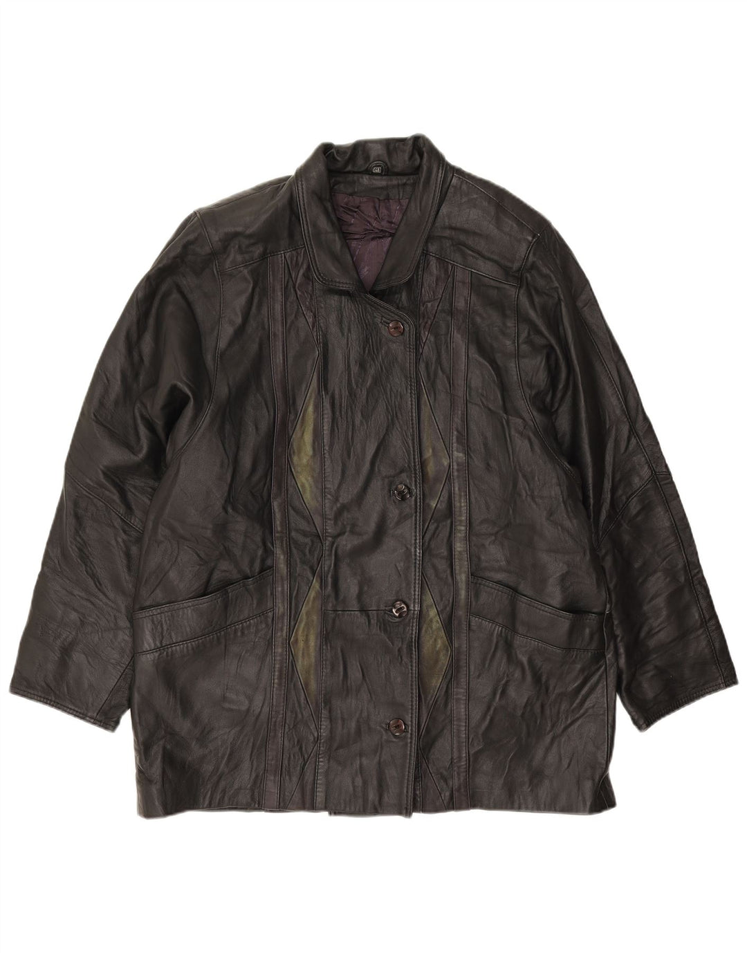 vintage Femme Loose Fit Veste en cuir EU 46 XL Cuir Noir