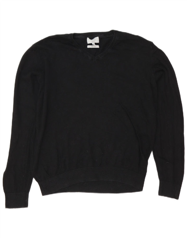 Marks & Spencer Pull coupe classique à col en V pour homme Taille L en coton noir