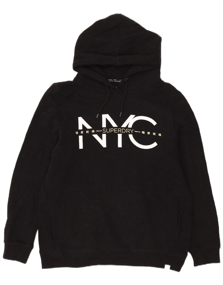 SUPERDRY Pull à capuche graphique surdimensionné pour femme UK 10 Small Noir